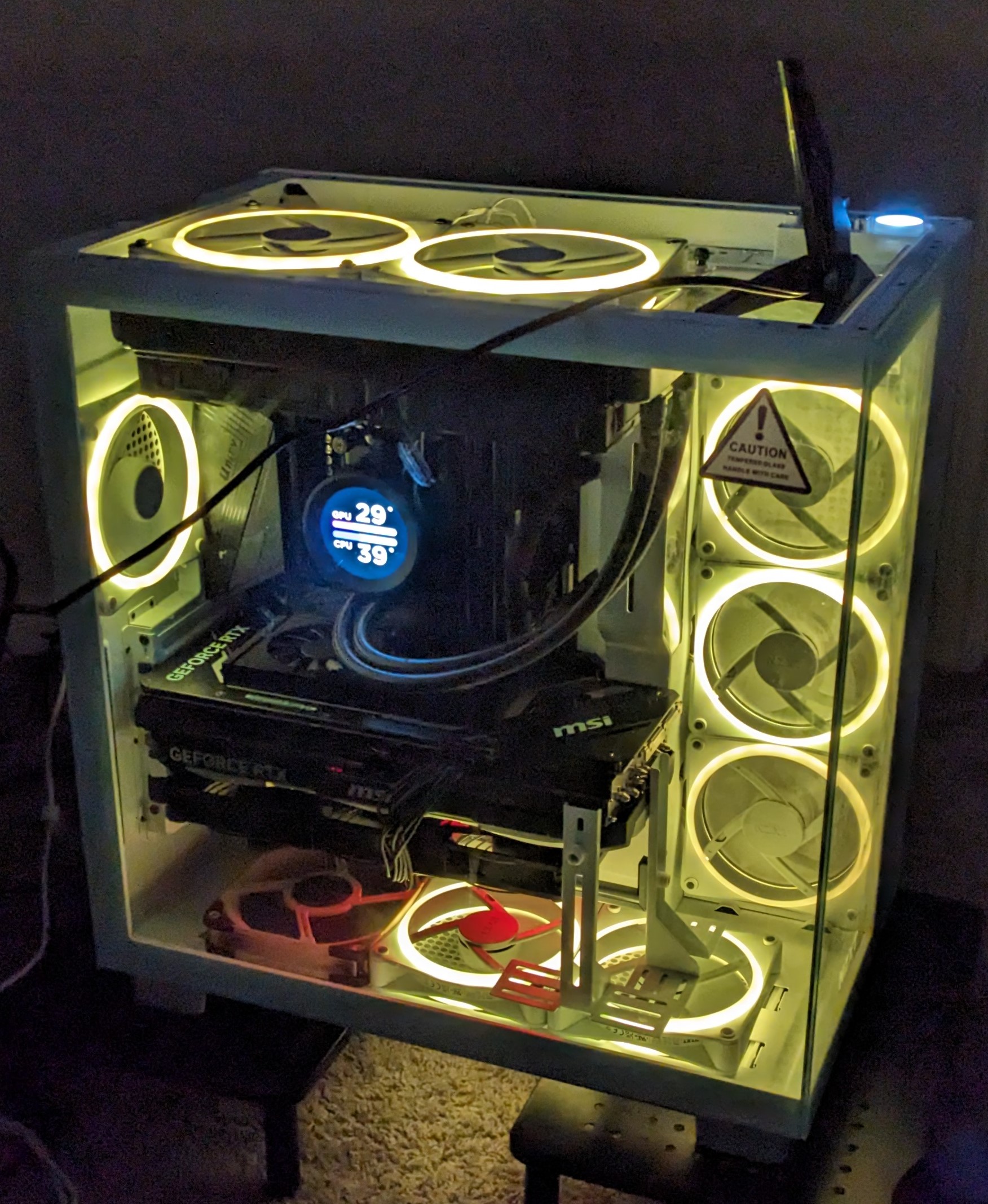 NZXT case + MSI board — first AIO CPU cooler installed