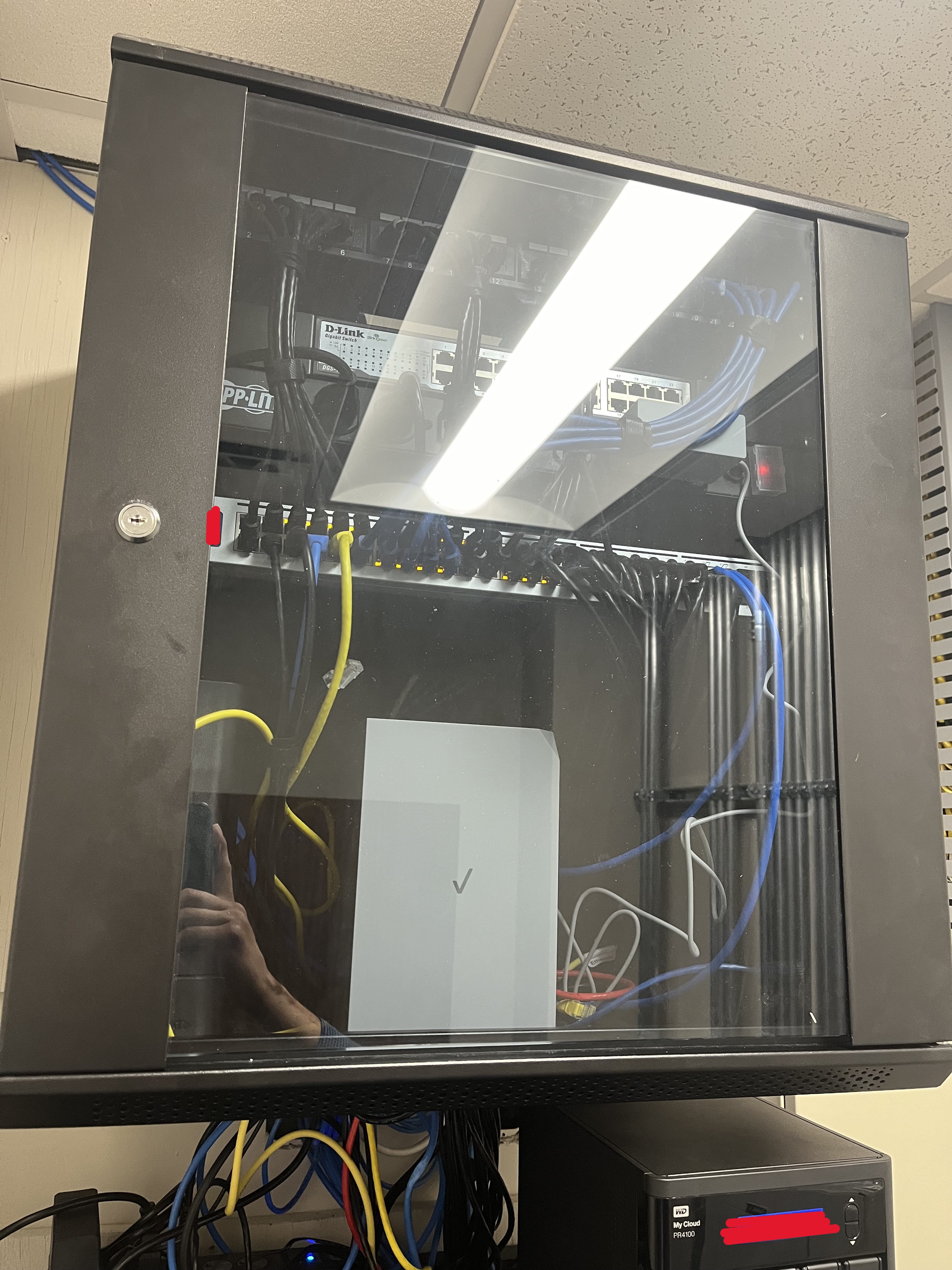 Networking closet · after — labeled, patched, ready to grow