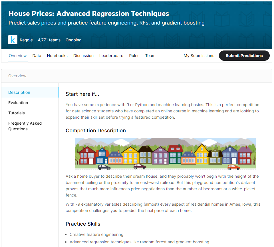 Kaggle competition landing — the source task for the rebuild