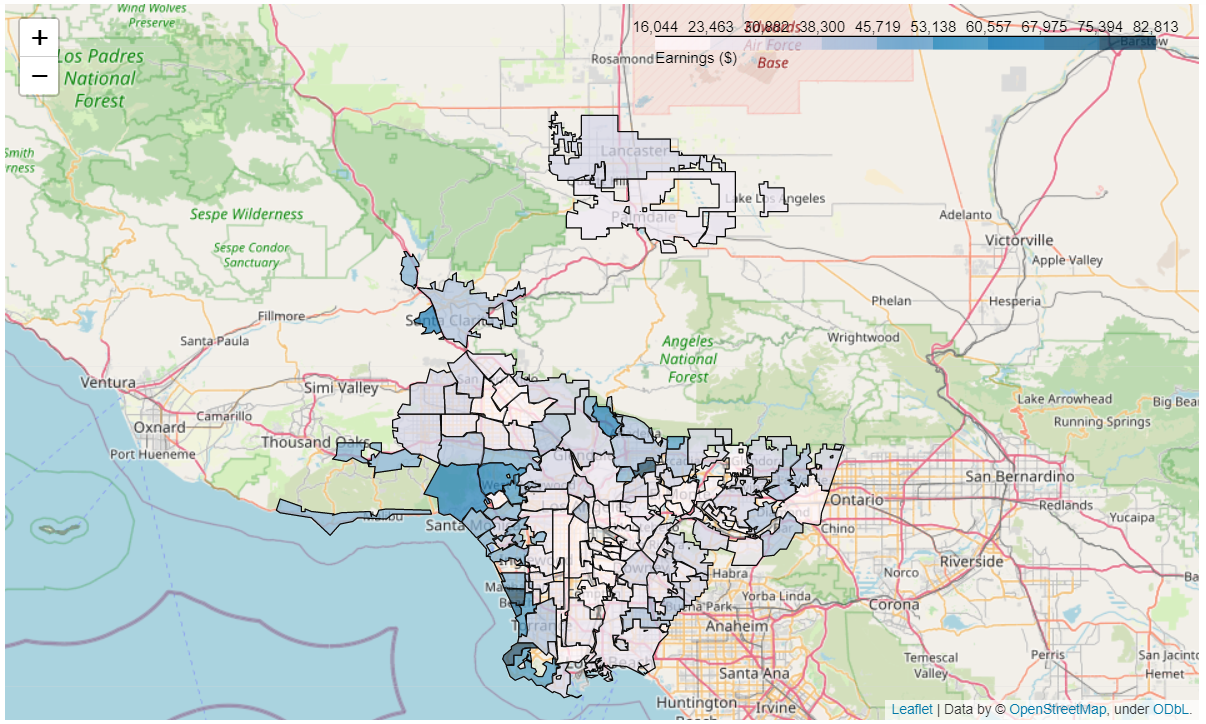 Earnings by city