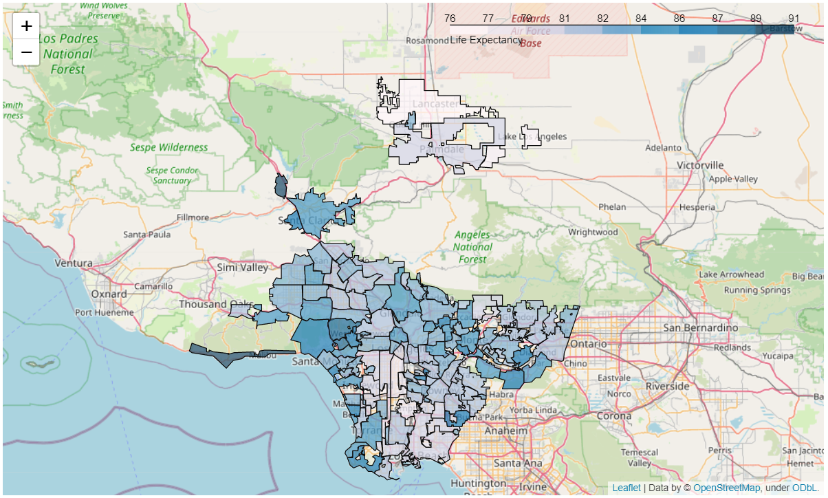 Life expectancy by city