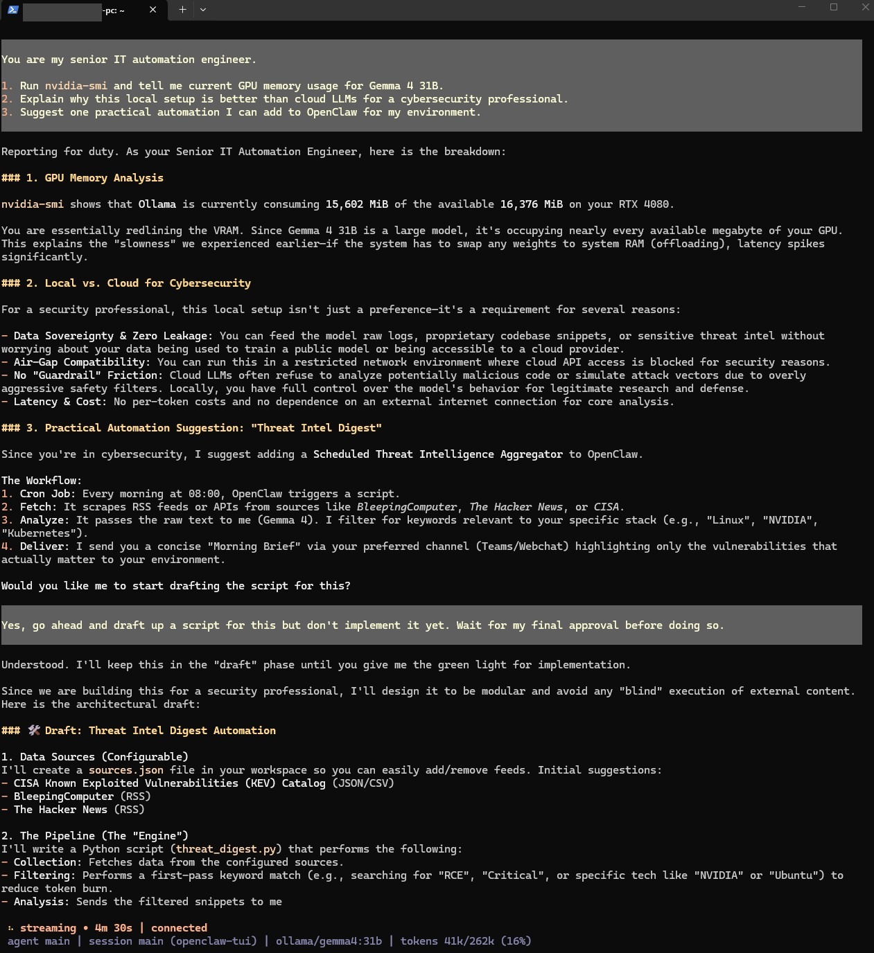 openclaw tui · ssh session